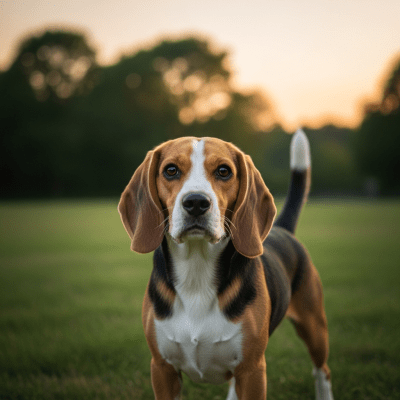 Naturalistic outdoor image of a Beagle