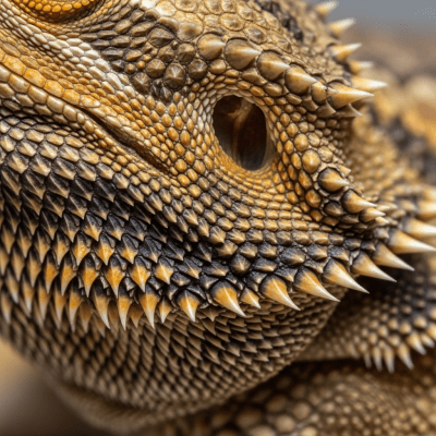 A close-up macro photograph of the skin or scales of a Bearded Dragon
