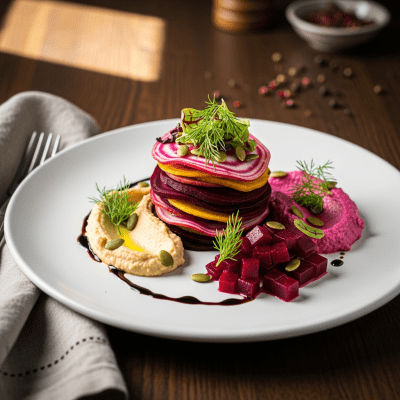 Photograph of a prepared dish or serving featuring the Beetroot, as commonly used in cuisine within the taxonomy vegetables