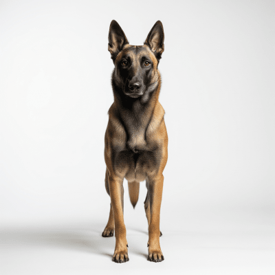 High quality studio photograph of a single Belgian Malinois