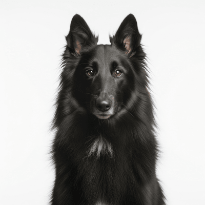High quality studio photograph of a single Belgian Sheepdog