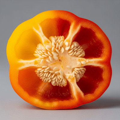 Detailed cross-sectional view of a fresh Bell Pepper