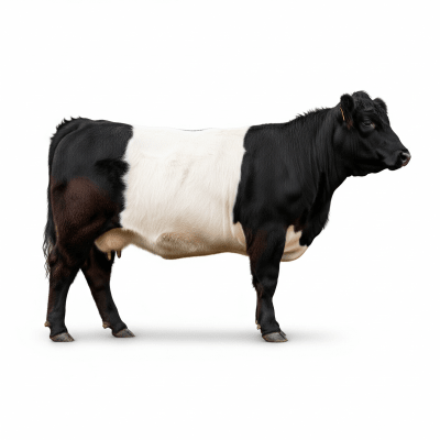 High quality studio photograph of a Belted Galloway