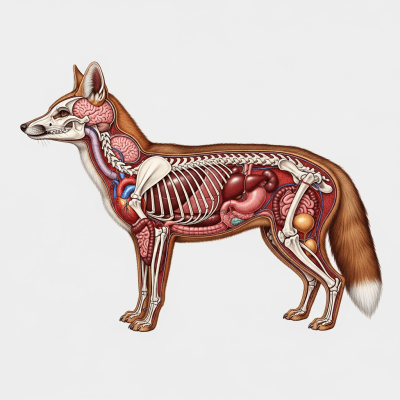 Detailed anatomical illustration of a Bengal Fox