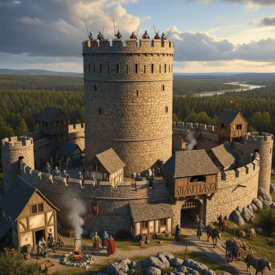 An image showing the Bergfried Castle from the castles taxonomy being used or inhabited historically