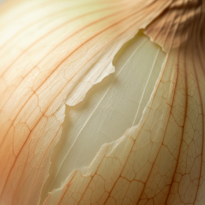A macro photograph highlighting the surface texture and skin details of a Bermuda onion