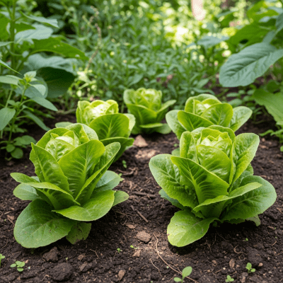 Naturalistic photograph of Bibb Lettuce growing in a field or garden, representing its environment as part of the taxonomy lettuce