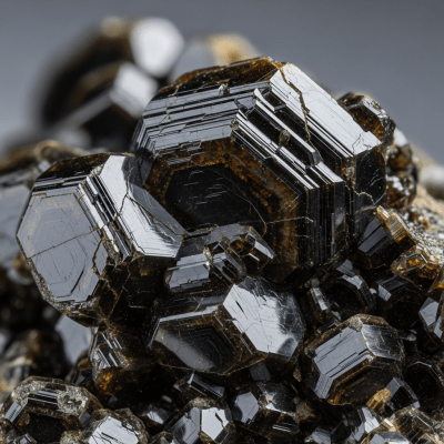 Macro shot of Biotite, of the taxonomy minerals, showing detailed crystal structure and surface texture