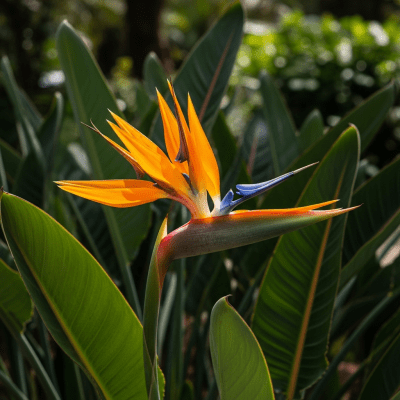 Photograph of a Bird of Paradise (flowers) in its natural environment