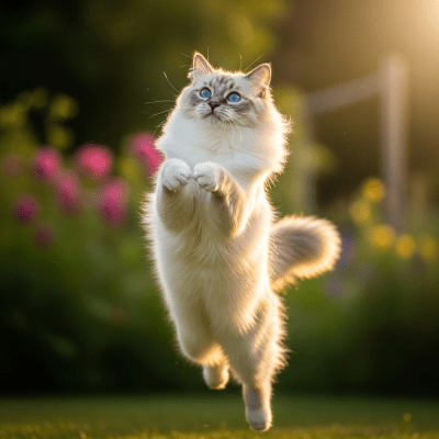 Action shot of a Birman