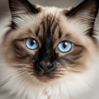Close-up macro photograph of the face of a Birman
