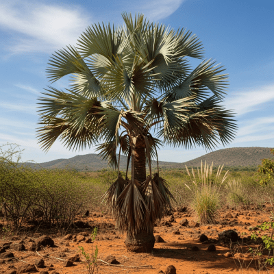 A detailed image of the Bismarck Palm (palms) in its native environment
