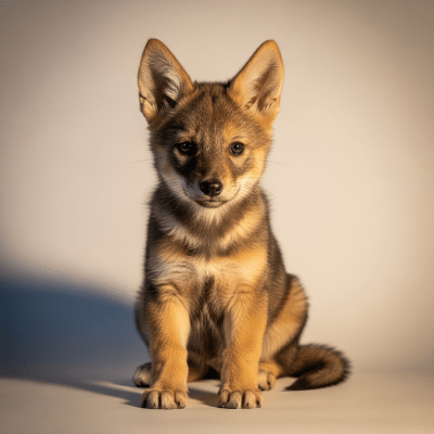 Photograph showing a juvenile (puppy) version of the Black-backed Jackal