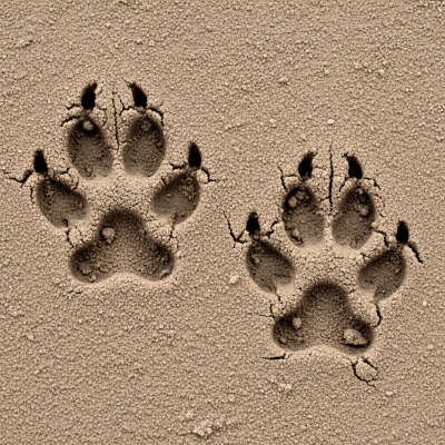 Image depicting tracks or footprints left by a Black-backed Jackal, belonging to the taxonomy canines