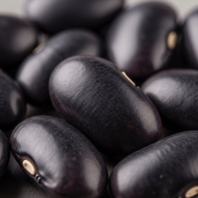 A close-up macro shot of Black Bean (beans) showing its texture, surface details, and natural colors