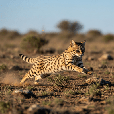 Action shot of a Black-footed Cat