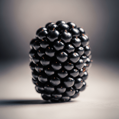 An editorial-quality hero shot of a single Blackberry from the taxonomy berries.