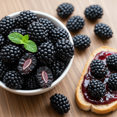 Image of the Blackberry, part of the fruits taxonomy, prepared or used in a typical culinary context