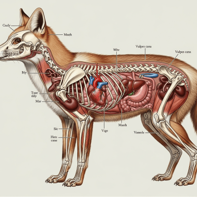 Detailed anatomical illustration of a Blanford's Fox