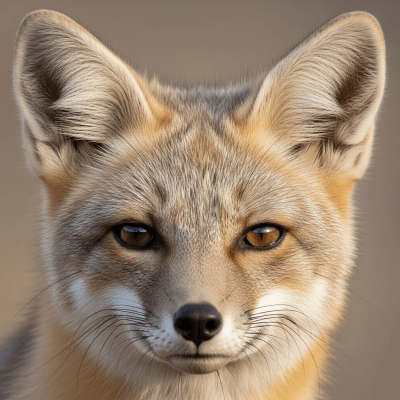 Close-up photograph of the face of a Blanford's Fox