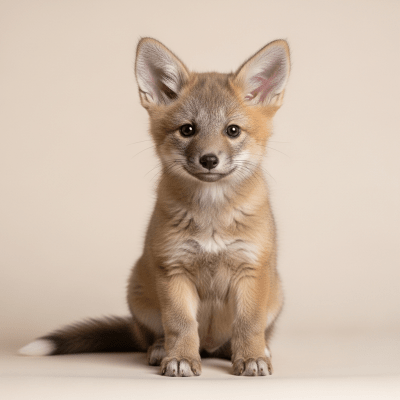Photograph showing a juvenile (puppy) version of the Blanford's Fox