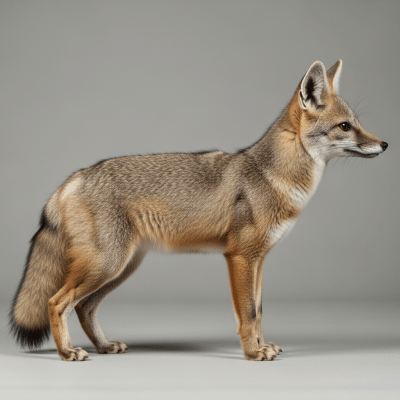 Side profile photograph of a standing Blanford's Fox, part of the taxonomy canines