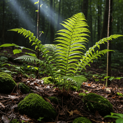 Photograph of a Blechnaceae (family), of the taxonomy ferns, shown growing in its natural environment, such as a forest understory or shaded woodland