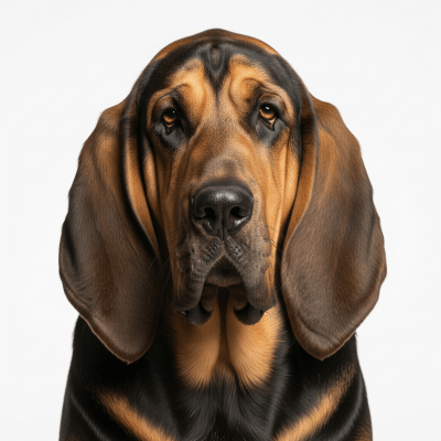 High quality studio photograph of a single Bloodhound