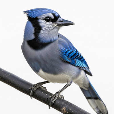 High quality studio photograph of a single Blue Jay
