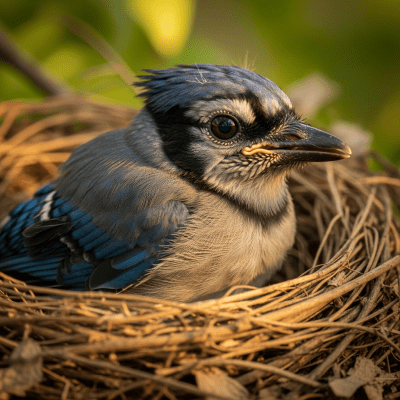 Image of a juvenile or chick stage of the Blue Jay, within the taxonomy birds
