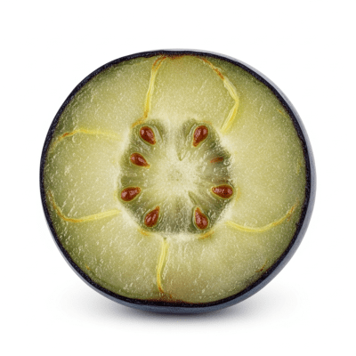 A cross-sectional view of a sliced Blueberry, part of the taxonomy berries