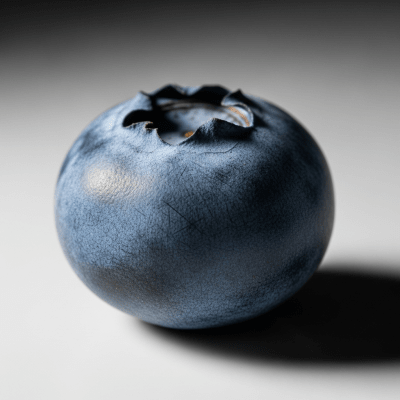 An editorial-quality hero shot of a single Blueberry from the taxonomy berries.