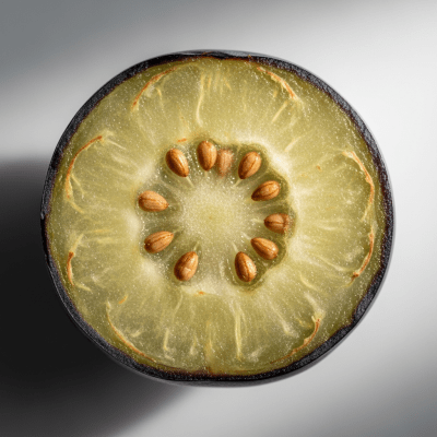 A close-up image showing a cross-section of the Blueberry, belonging to the fruits taxonomy
