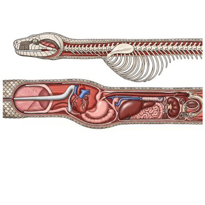 Scientific cross-sectional illustration of a Common Boa Constrictor
