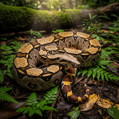 A detailed image of a Common Boa Constrictor (reptiles) in its typical natural habitat