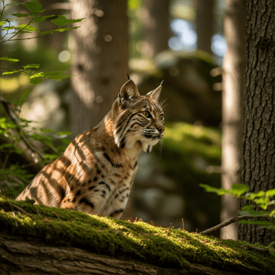 Photorealistic image of a Bobcat (felines) in its natural habitat