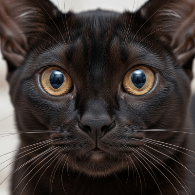 Close-up macro photograph of the face of a Bombay