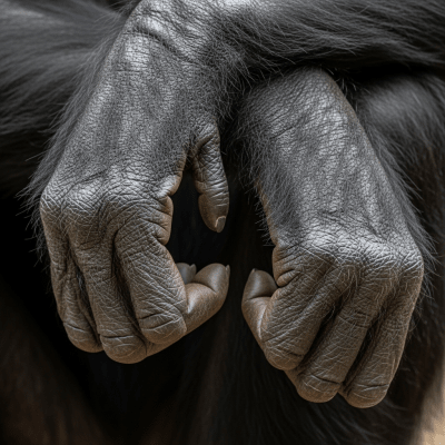Close-up photograph of the hands or feet of a Bonobo, part of the taxonomy apes