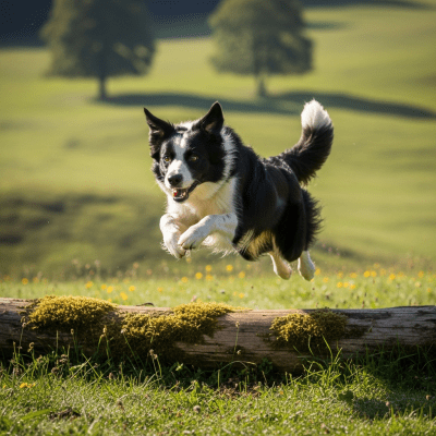 Full body action shot of a Border Collie