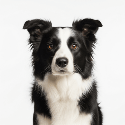 High quality studio photograph of a single Border Collie