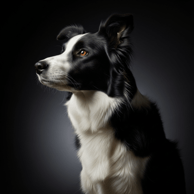 Editorial-style portrait of a Border Collie from the taxonomy dogs.