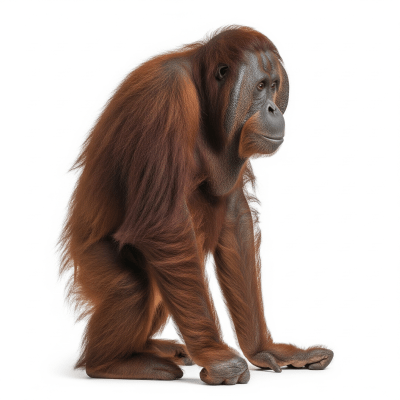 High quality studio photograph of a Bornean orangutan