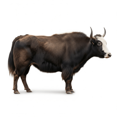 High quality studio photograph of a Bos grunniens (domestic yak / wild yak)