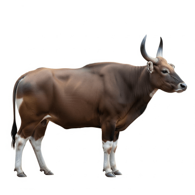 High quality studio photograph of a Bos javanicus (banteng)