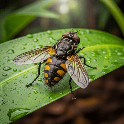 Detailed image showing a Botfly in its natural environment