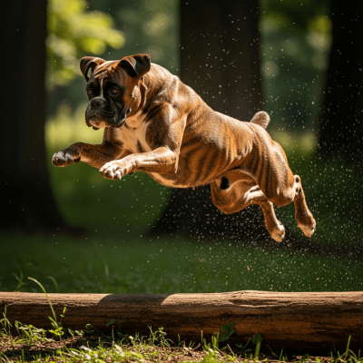 Full body action shot of a Boxer