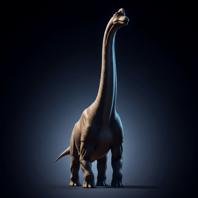 Editorial-style heroic portrait of a single Brachiosaurus from the taxonomy dinosaurs.