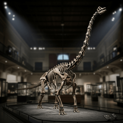 Museum exhibit style rendering of a single Brachiosaurus