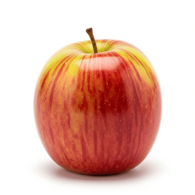 High quality studio photograph of a single Braeburn