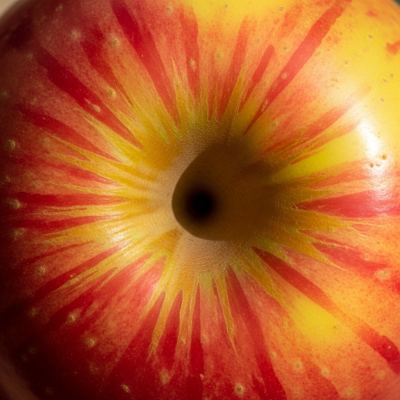 A detailed macro shot focusing on the skin texture and color variation of a Braeburn